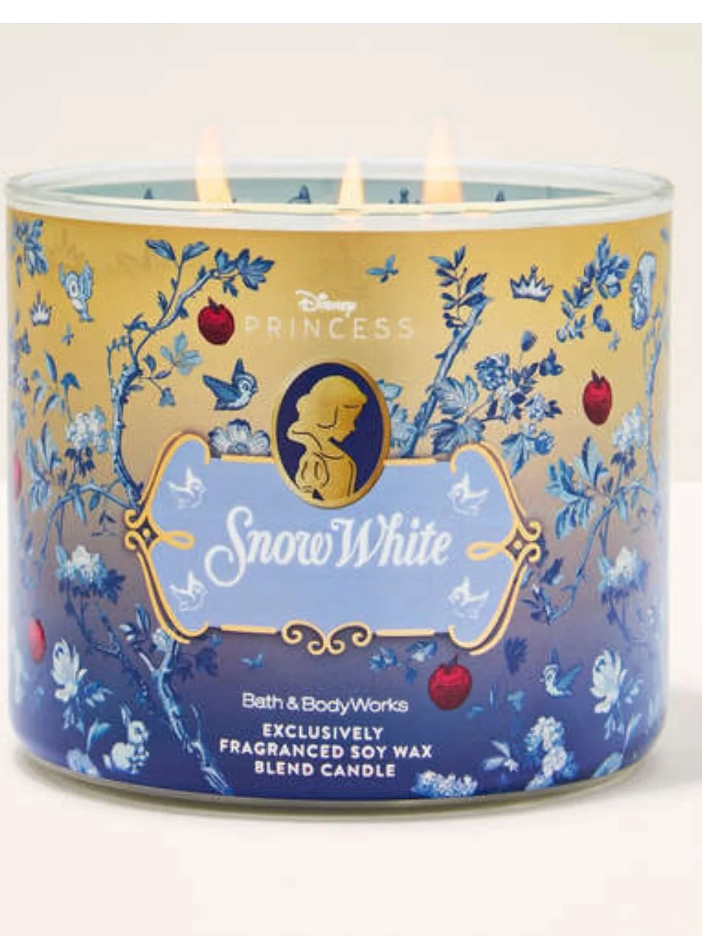 Bath & Body Works Snow White 3-Wick Candle - Blue & Gold